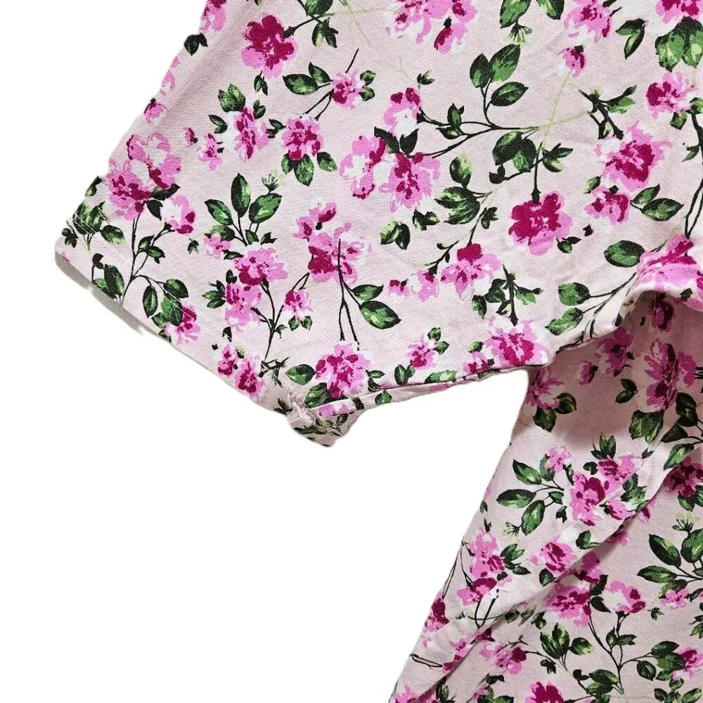 New PINK BLOSSOM VINE FLORAL V-NECK SHORT SLEEVE TEE 5X SPRING SUMMER - Picture 5 of 6